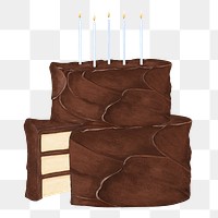 Chocolate birthday png cake sticker, transparent background