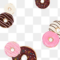 Cute donuts png frame, transparent background