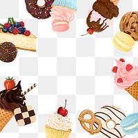 Aesthetic desserts png frame, transparent background