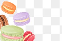 Colorful macaroons png border, transparent background