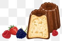 Chocolate canele png sticker, French pastry, transparent background