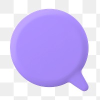 Purple speech bubble png sticker, 3D rendering shape, transparent background