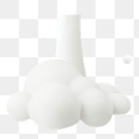 White cloud png sticker, 3D rendering weather graphic, transparent background
