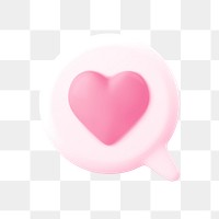 PNG heart bubble, 3d elements, transparent background