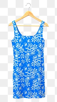 Png blue summer dress isolated sticker, transparent background