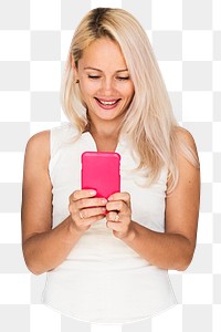 Woman messaging png sticker, transparent background