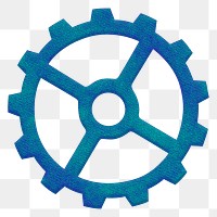 Blue cogwheel png sticker, transparent background