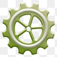 Green cogwheel png business sticker, transparent background 