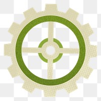 Green cogwheel png business sticker, transparent background 