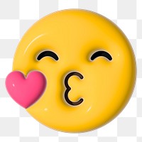 Png kissy face 3D emoticon, transparent background