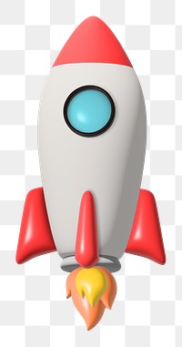 Rocket 3D illustration png, transparent background