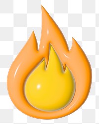 Flame 3D illustration png, transparent background