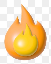 Flame 3D illustration png, transparent background