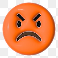 Png angry read face 3D emoticon, transparent background