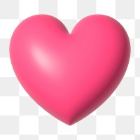 Png pink 3D heart illustration, transparent background