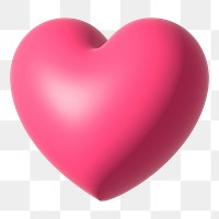 Png pink 3D heart illustration, transparent background