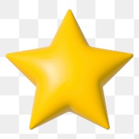 Png yellow star 3D illustration, transparent background