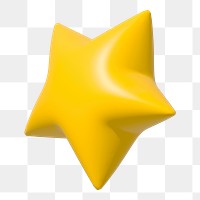 Png yellow star 3D illustration, transparent background