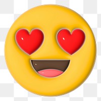 Heart-eyes 3D emoticon png, transparent background