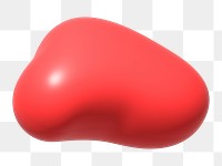 3D red blob png, transparent background