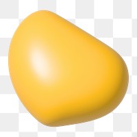 3D yellow blob png , transparent background