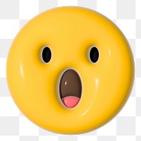 Png face with open mouth emoticon, transparent background