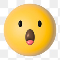 Png face with open mouth emoticon, transparent background