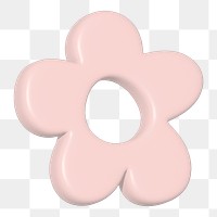 3D flower illustration png in pastel pink, transparent background