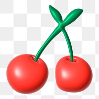 Cherry 3D illustration png, transparent background