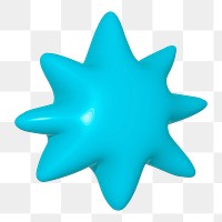 Png blue star 3D illustration , transparent background