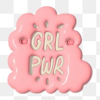 Png girl power 3D typography, transparent background