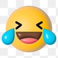 Png tears of joy 3D emoticon, transparent background