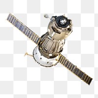 Space satellite png sticker, transparent background, Soyuz TMA-11, originally from NASA. Remastered by rawpixel.