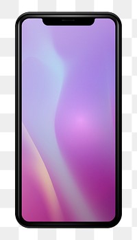 Png purple smartphone screen sticker, transparent background