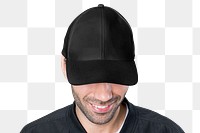 Black baseball cap png sticker, design space, transparent background