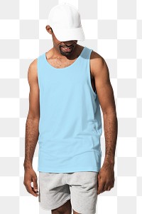 Blue tank top png sticker, design space, transparent background