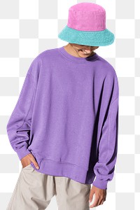 Purple sweater png sticker, design space, transparent background