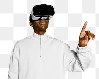 Man png wearing VR glasses, entertainment technology, transparent background