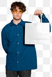 Man png holding shopping bag, transparent background