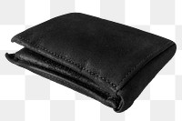 Png black leather wallet sticker, transparent background