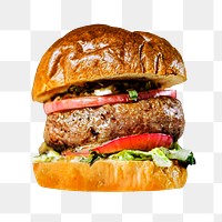 Gourmet hamburger png sticker, transparent background