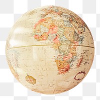 Png vintage educational globe sticker, transparent background