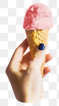 Strawberry ice-cream png sticker, transparent background