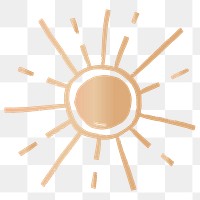 Golden png sun galactic doodle sticker