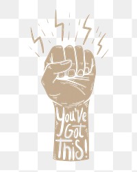 Fist motivation png sticker, transparent background