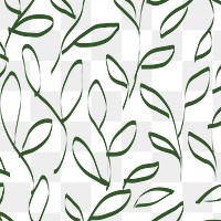 Leaf doodle png pattern, transparent background