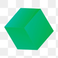 3D block png sticker, green shape, transparent background