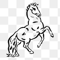 Horse png sticker, drawing illustration, transparent background