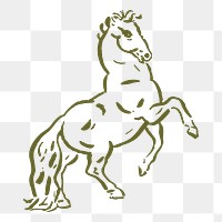 Rearing horse png sticker, drawing illustration, transparent background