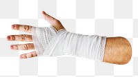 Png arm with medical gauze sticker, transparent background